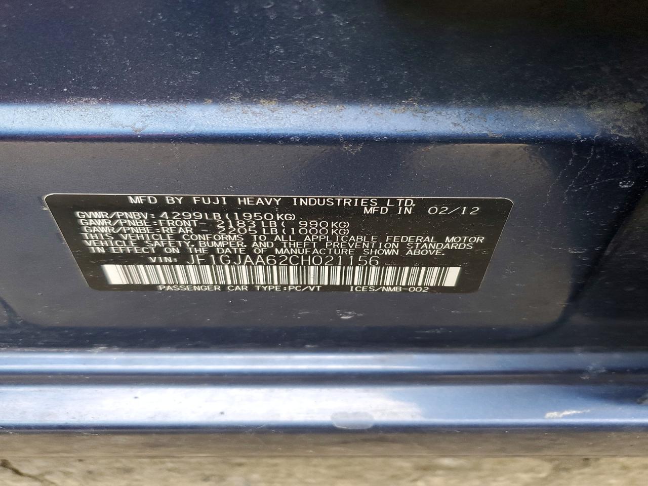 2012 SUBARU IMPREZA photo 12