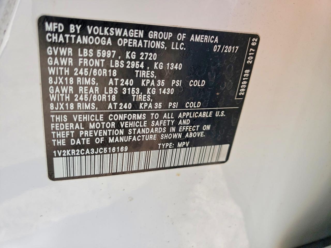 2018 VOLKSWAGEN ATLAS SE photo 14