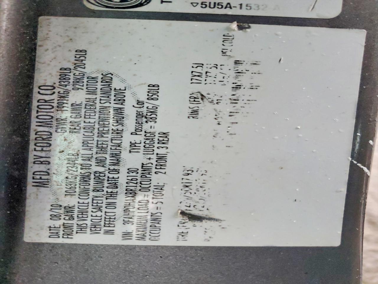 2011 FORD FUSION SE photo 12