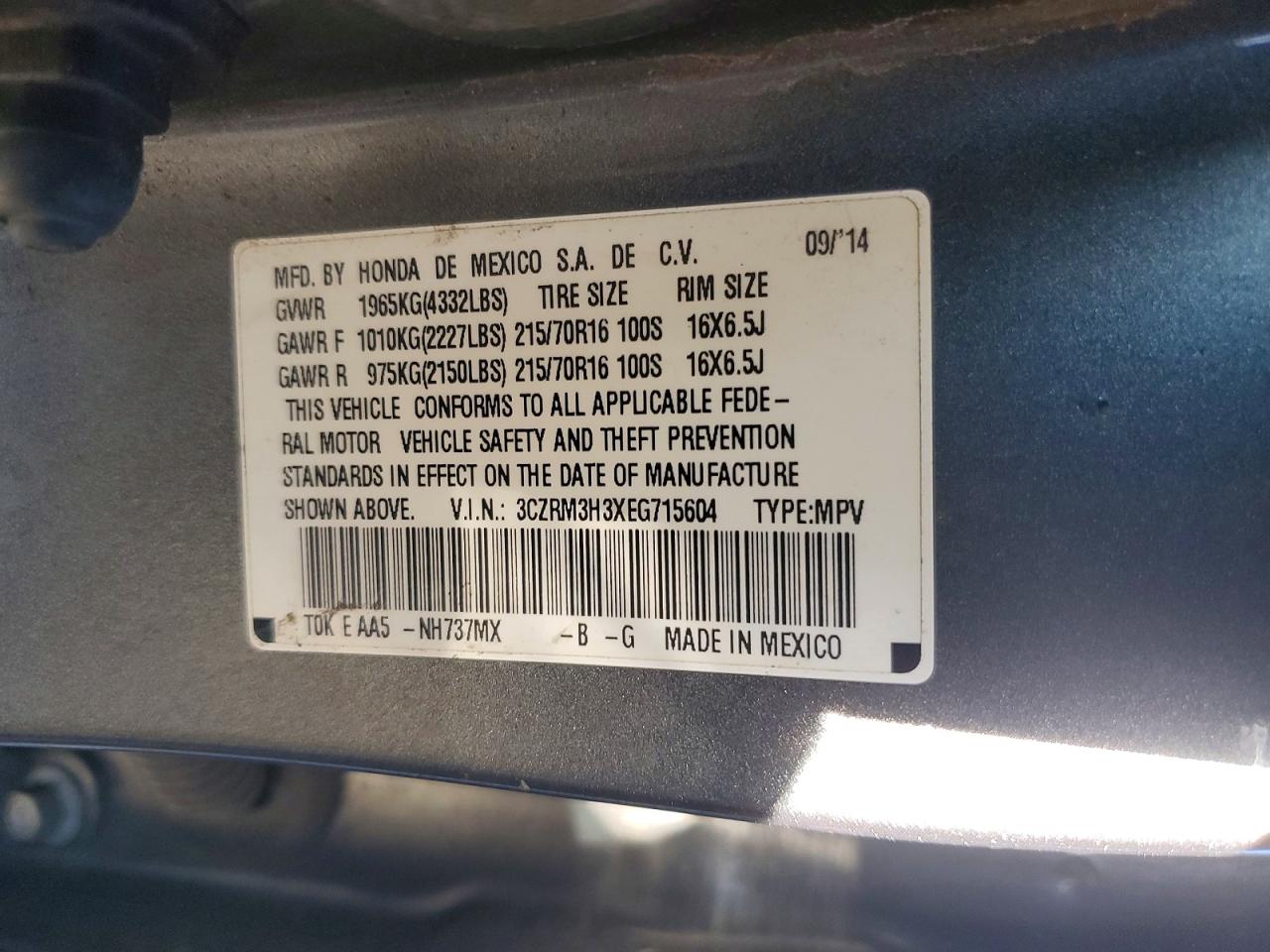 2014 HONDA CR-V LX photo 13