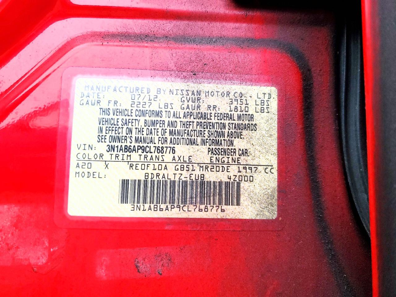 2012 NISSAN SENTRA 2.0 photo 13