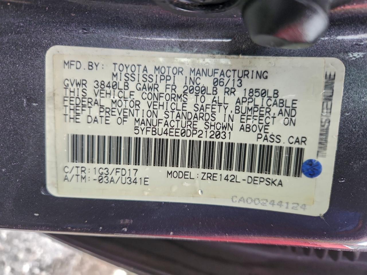 2013 TOYOTA COROLLA BASE photo 12