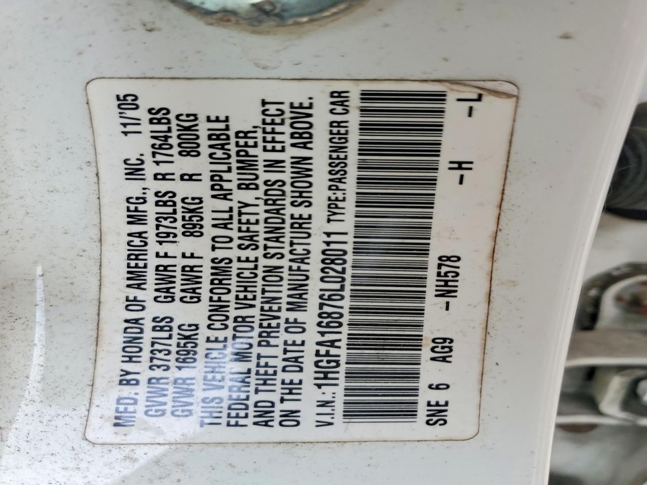 2006 HONDA CIVIC EX photo 12
