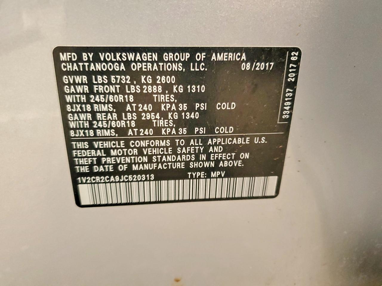 2018 VOLKSWAGEN ATLAS SE photo 12