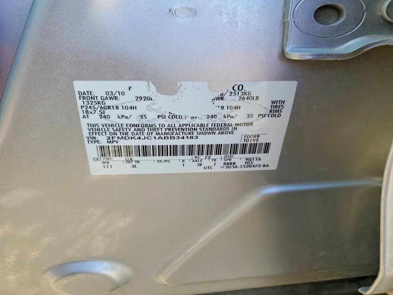 2010 FORD EDGE SEL photo 13