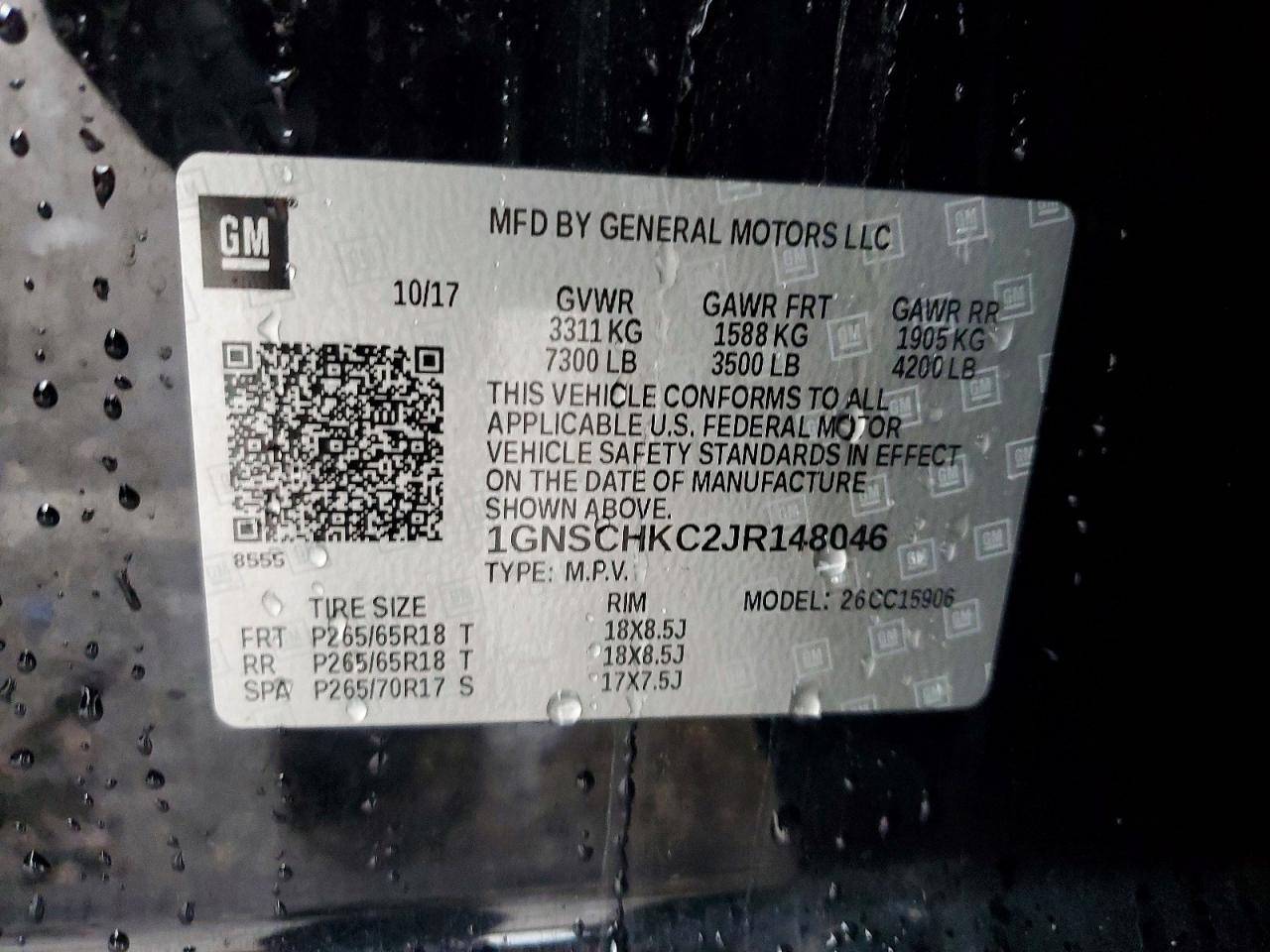 2018 CHEVROLET SUBURBAN C1500 LT photo 14