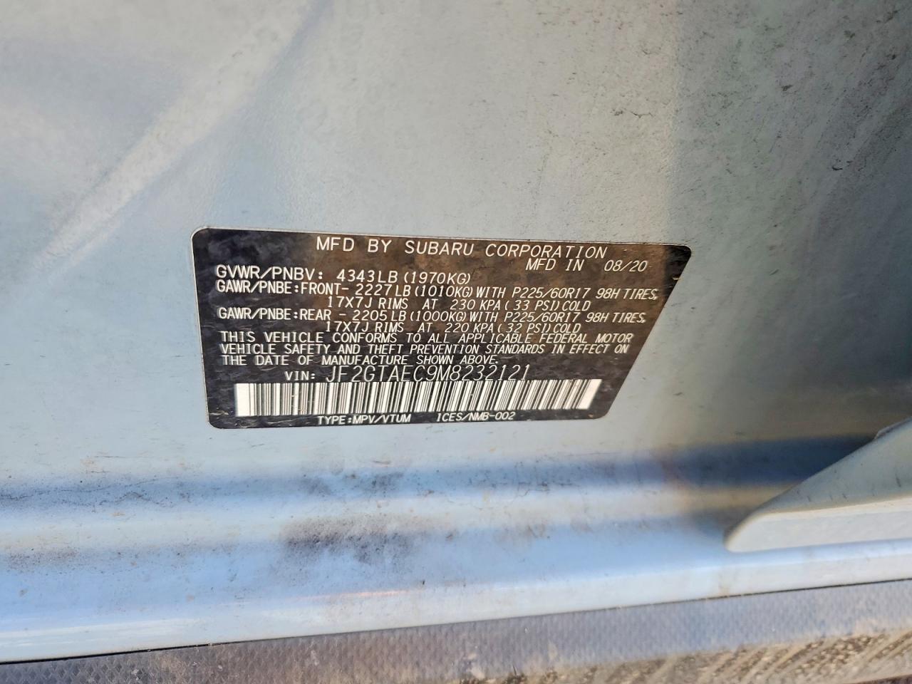 2021 SUBARU CROSSTREK PREMIUM photo 13