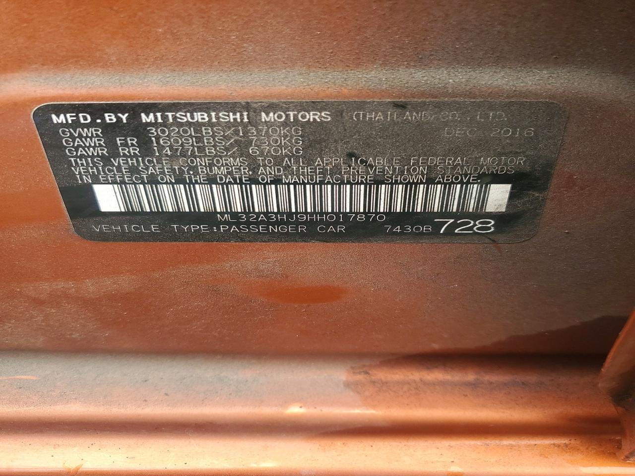 2017 MITSUBISHI MIRAGE ES photo 12