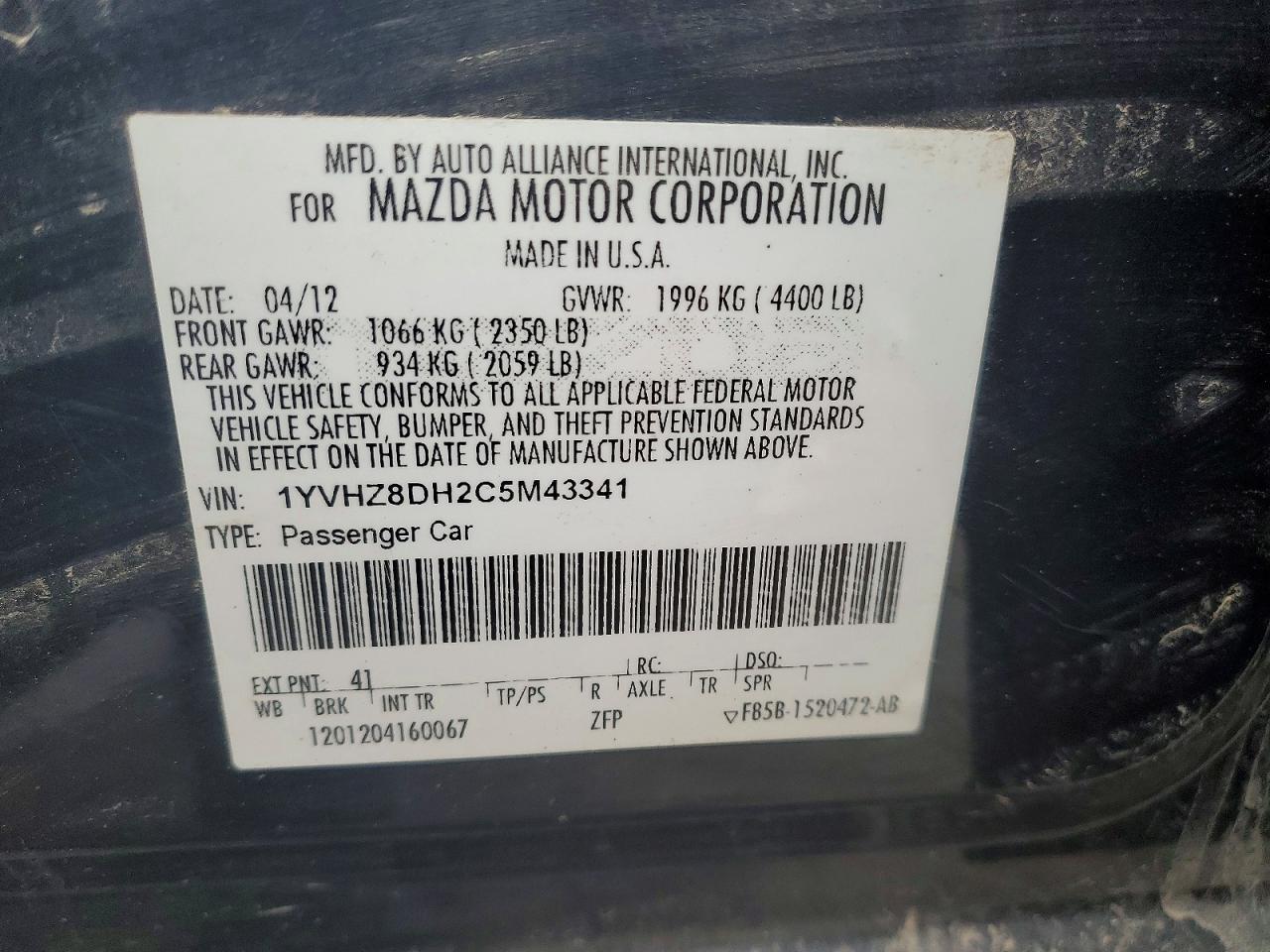 2012 MAZDA 6 I photo 12