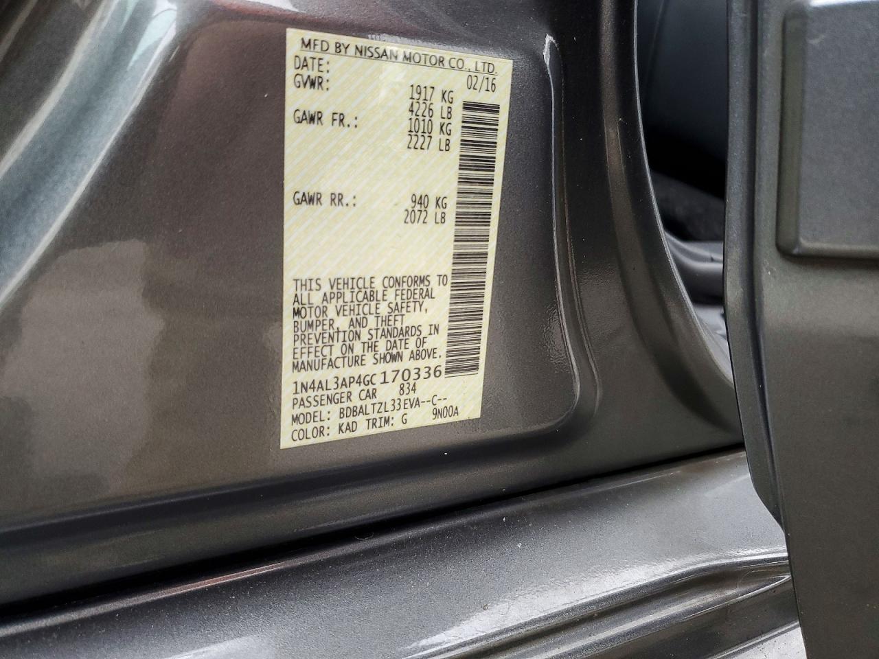 2016 NISSAN ALTIMA 2.5 photo 34