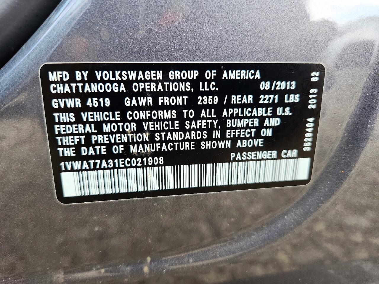 2014 VOLKSWAGEN PASSAT S photo 13