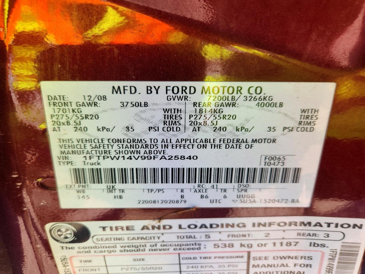 2009 FORD F150 SUPERCREW photo 12