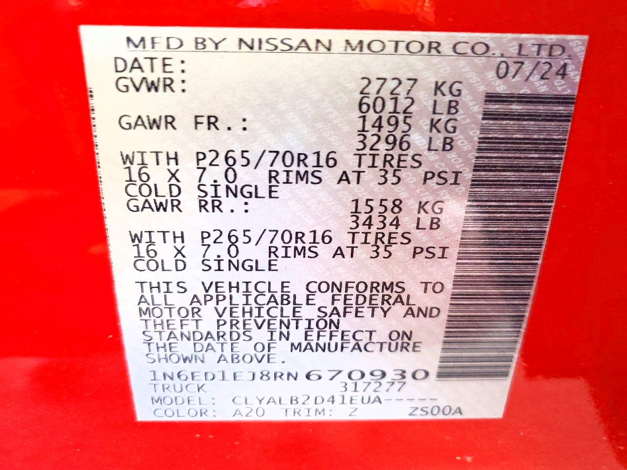 2024 NISSAN FRONTIER SV photo 13