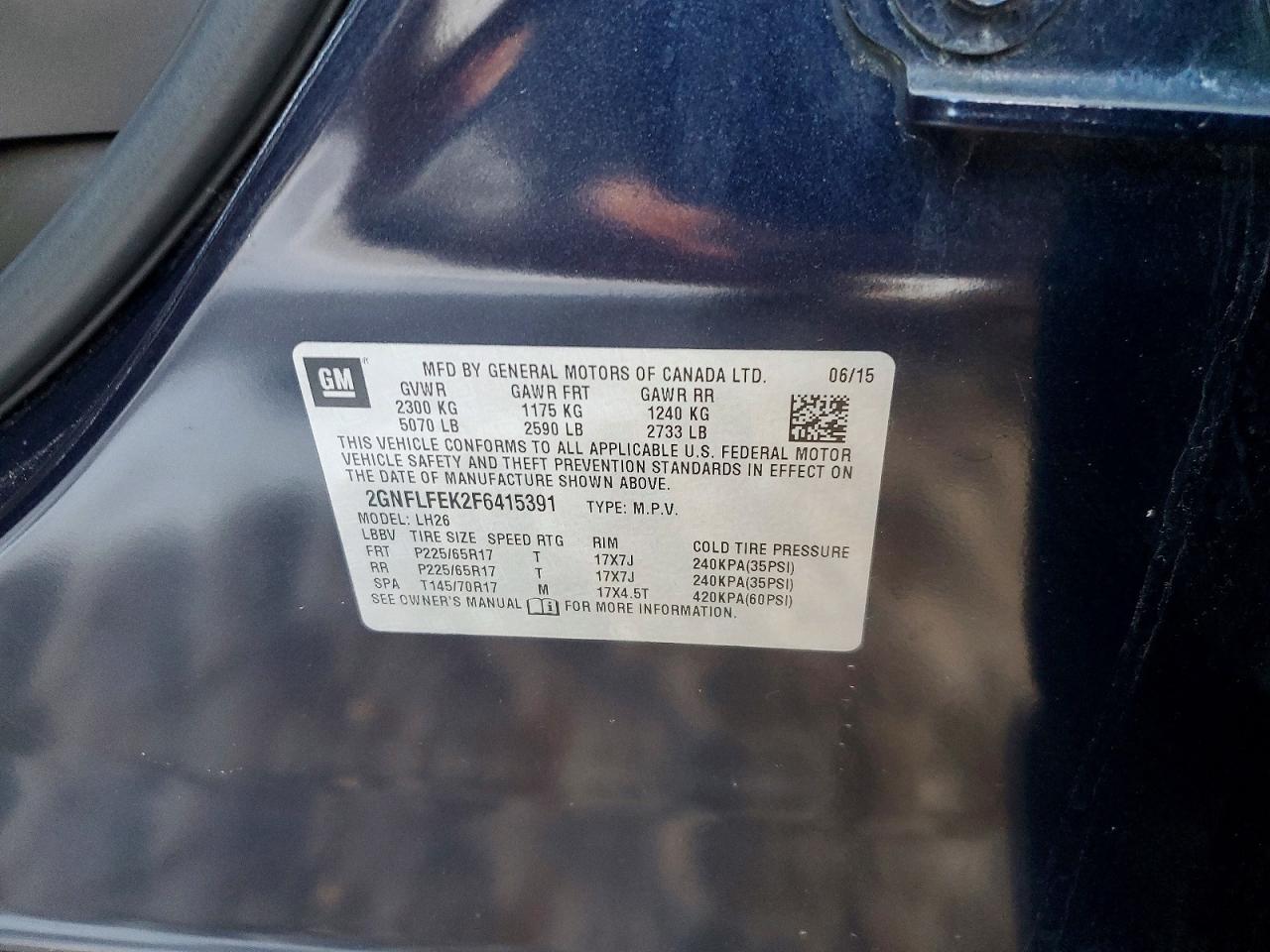 2015 CHEVROLET EQUINOX LT photo 13
