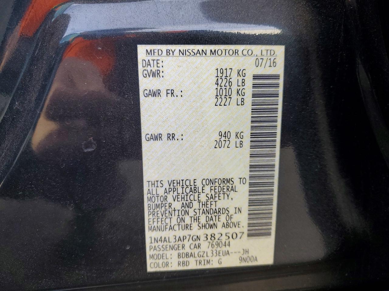 2016 NISSAN ALTIMA 2.5 photo 12