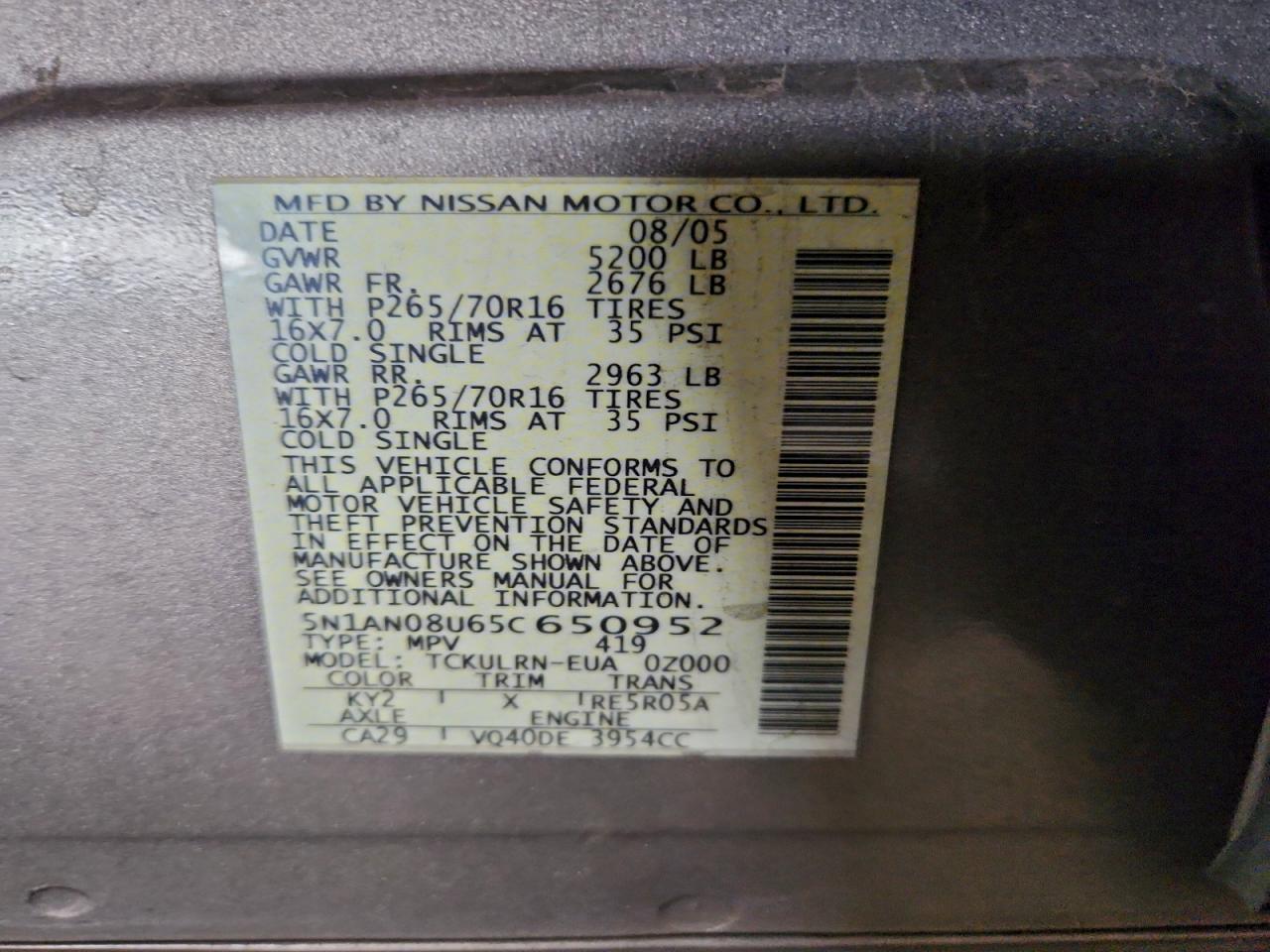 2005 NISSAN XTERRA OFF ROAD photo 14