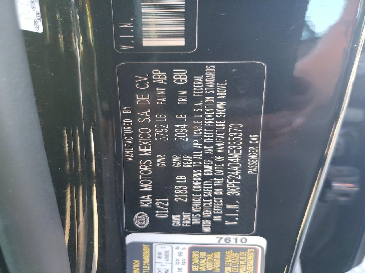 2021 KIA FORTE LXS photo 12