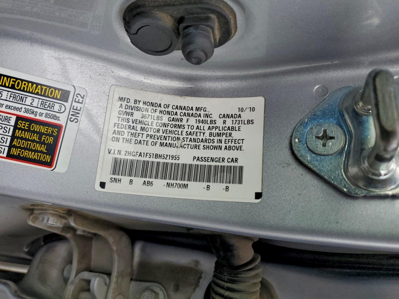 2011 HONDA CIVIC LX photo 12