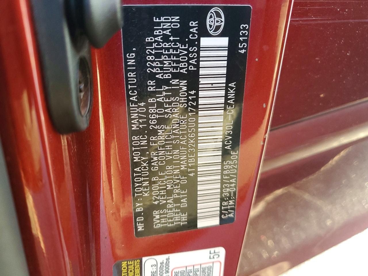 2005 TOYOTA CAMRY LE photo 12