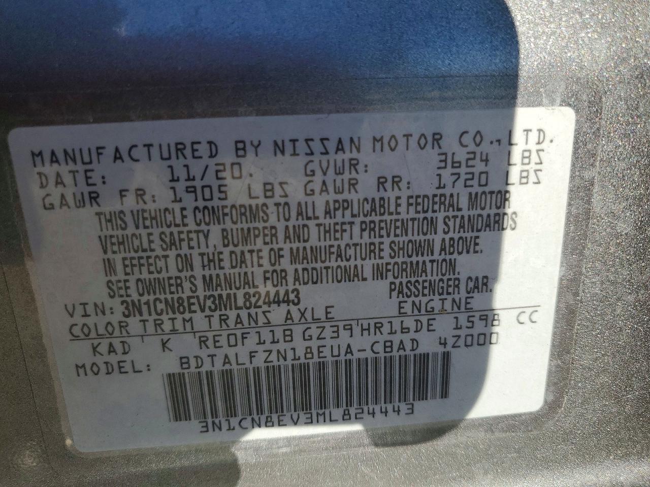 2021 NISSAN VERSA SV photo 12