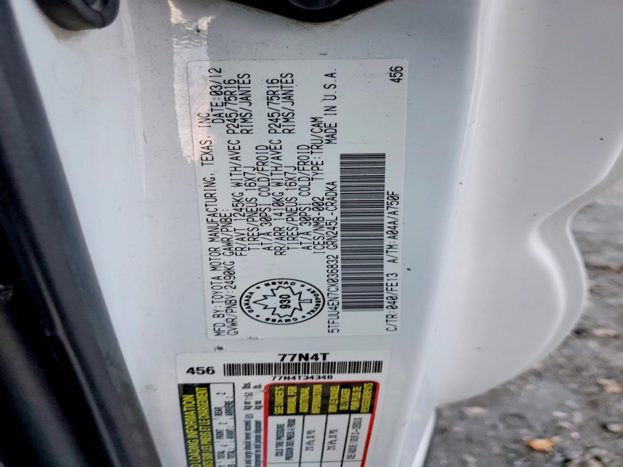 2012 TOYOTA TACOMA photo 12