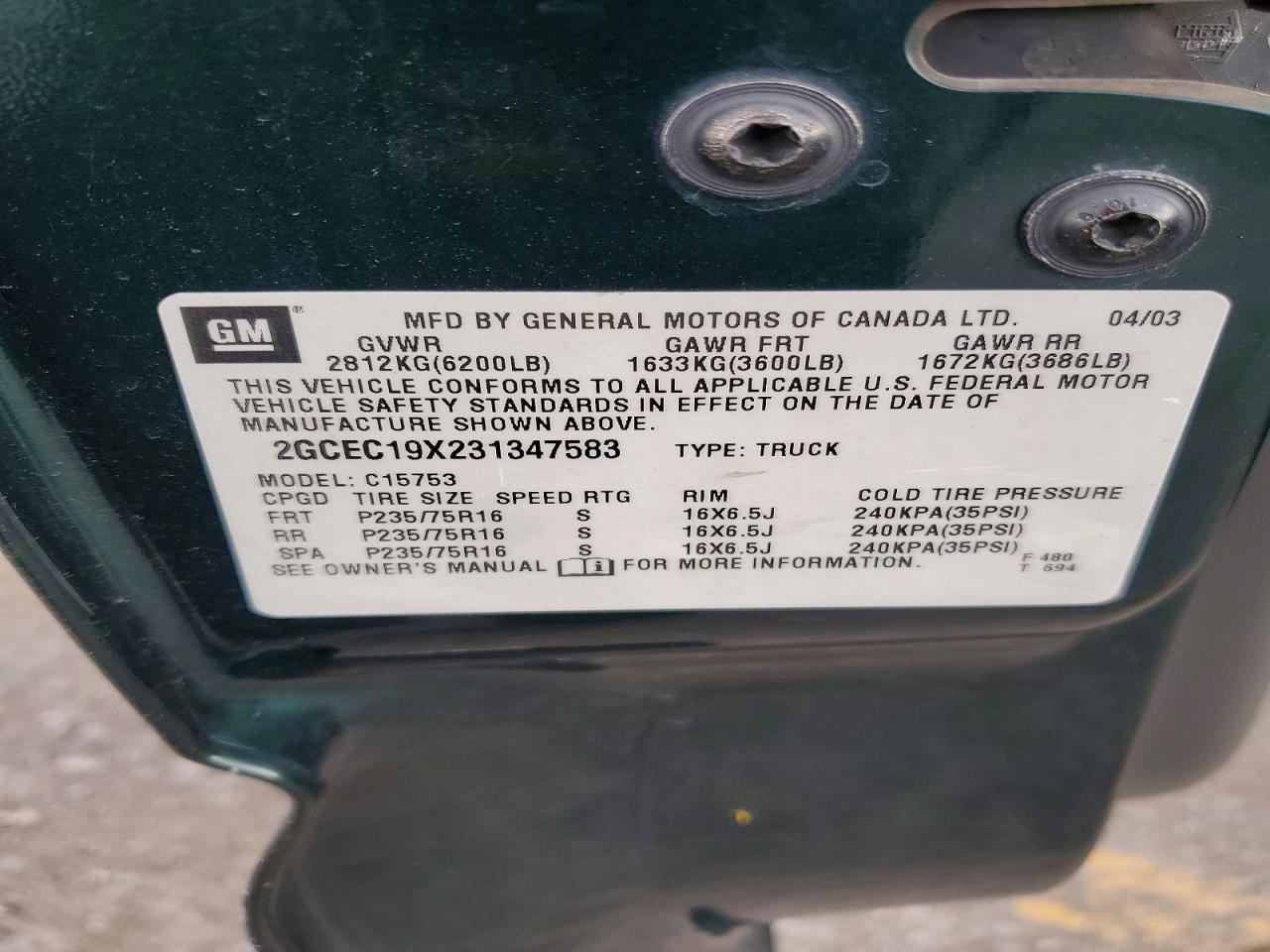 2003 CHEVROLET SILVERADO C1500 photo 12