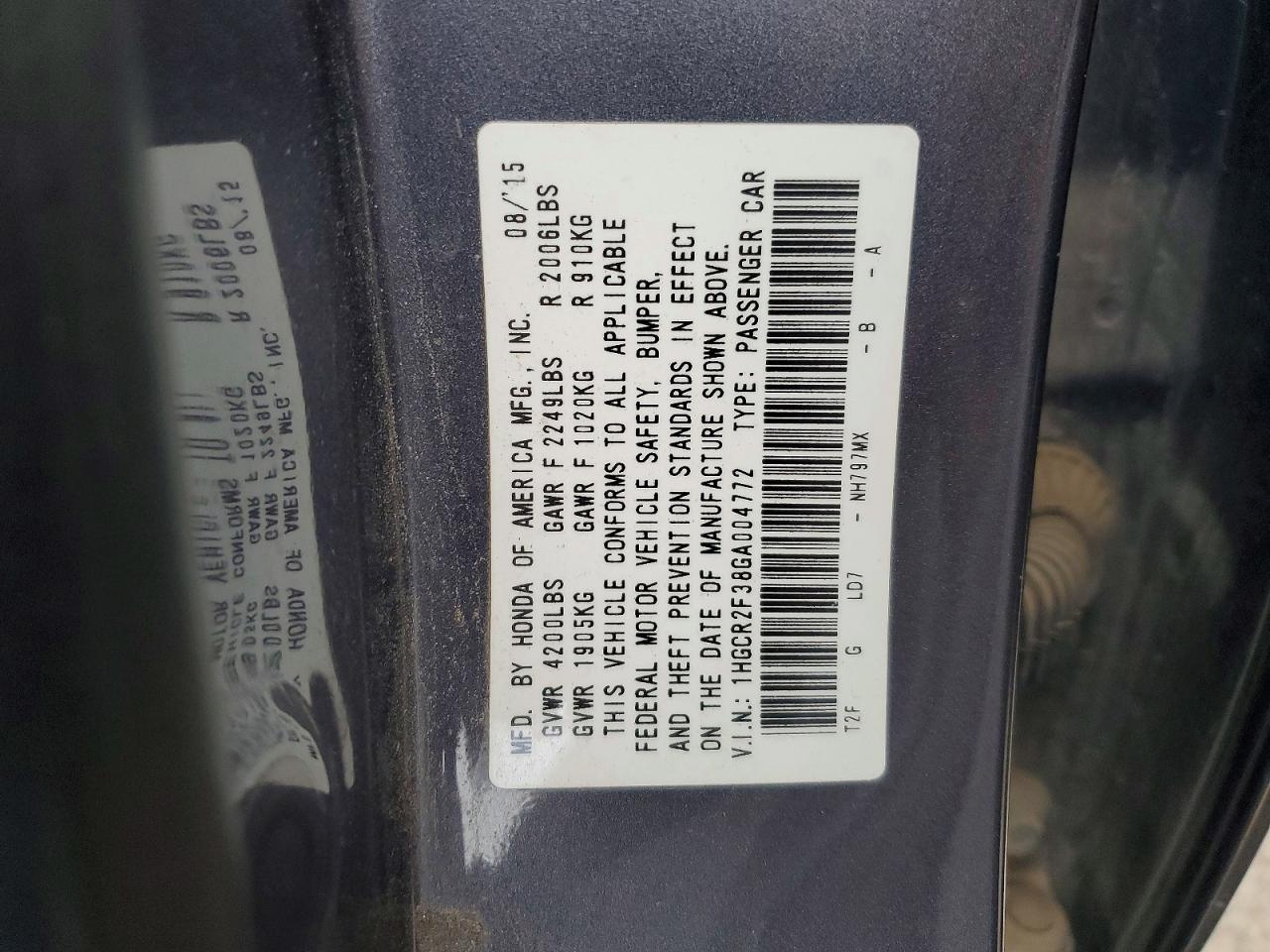 2016 HONDA ACCORD LX photo 13