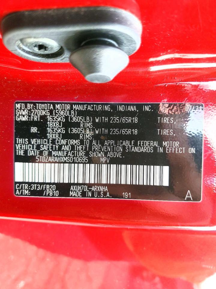 2021 TOYOTA HIGHLANDER HYBRID LE photo 13