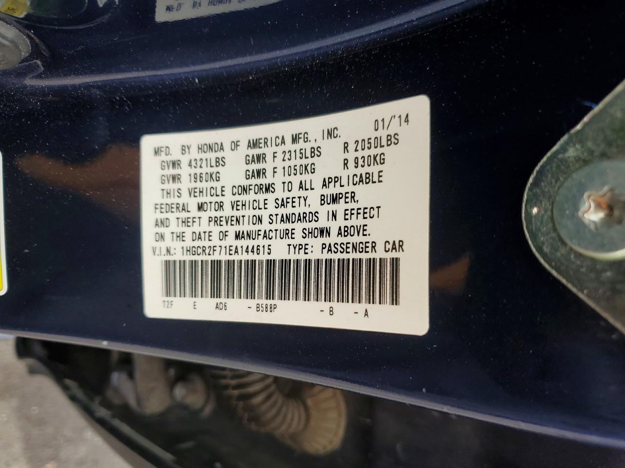 2014 HONDA ACCORD EX photo 12