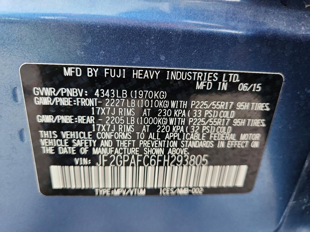2015 SUBARU XV CROSSTREK 2.0 PREMIUM photo 13