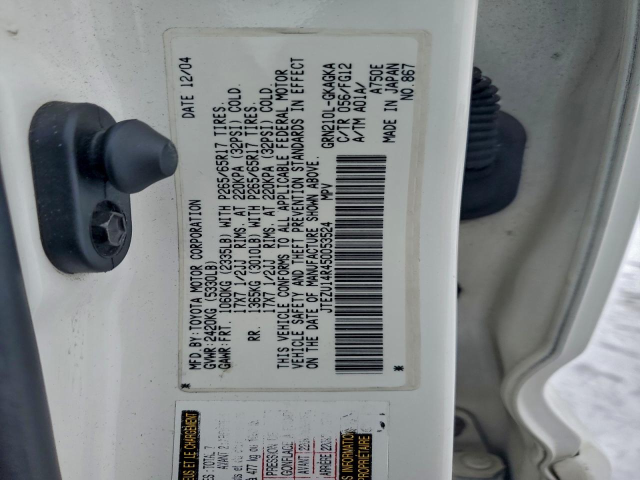 2005 TOYOTA 4RUNNER SR5 photo 13