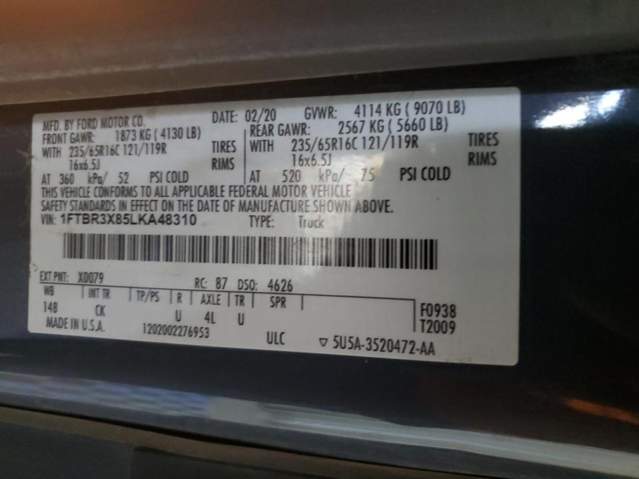 2020 FORD TRANSIT T-250 photo 13