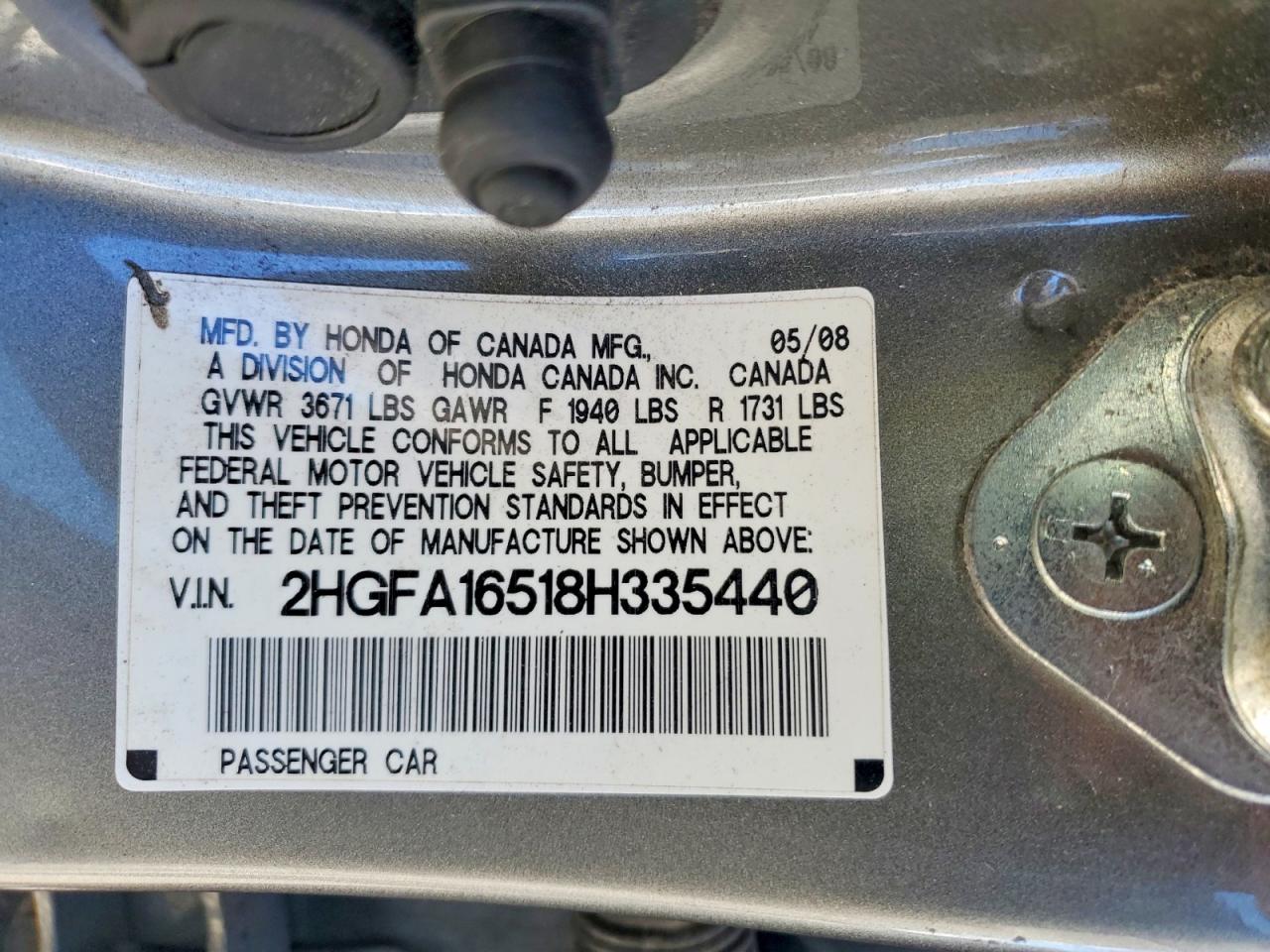 2008 HONDA CIVIC LX photo 12