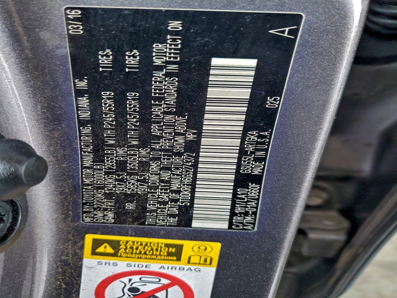2016 TOYOTA HIGHLANDER LIMITED photo 14