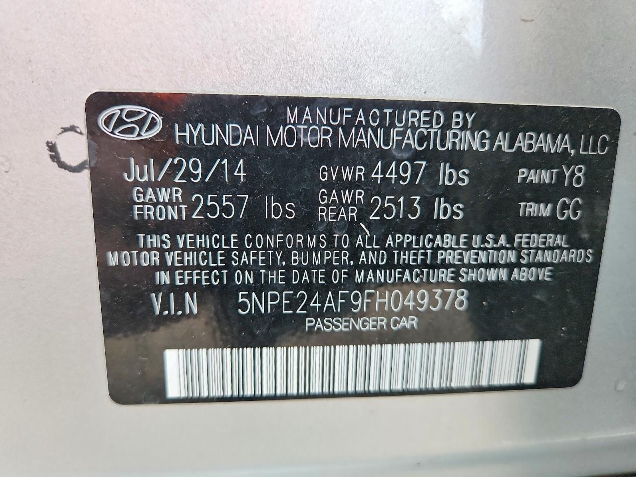 2015 HYUNDAI SONATA SE photo 12