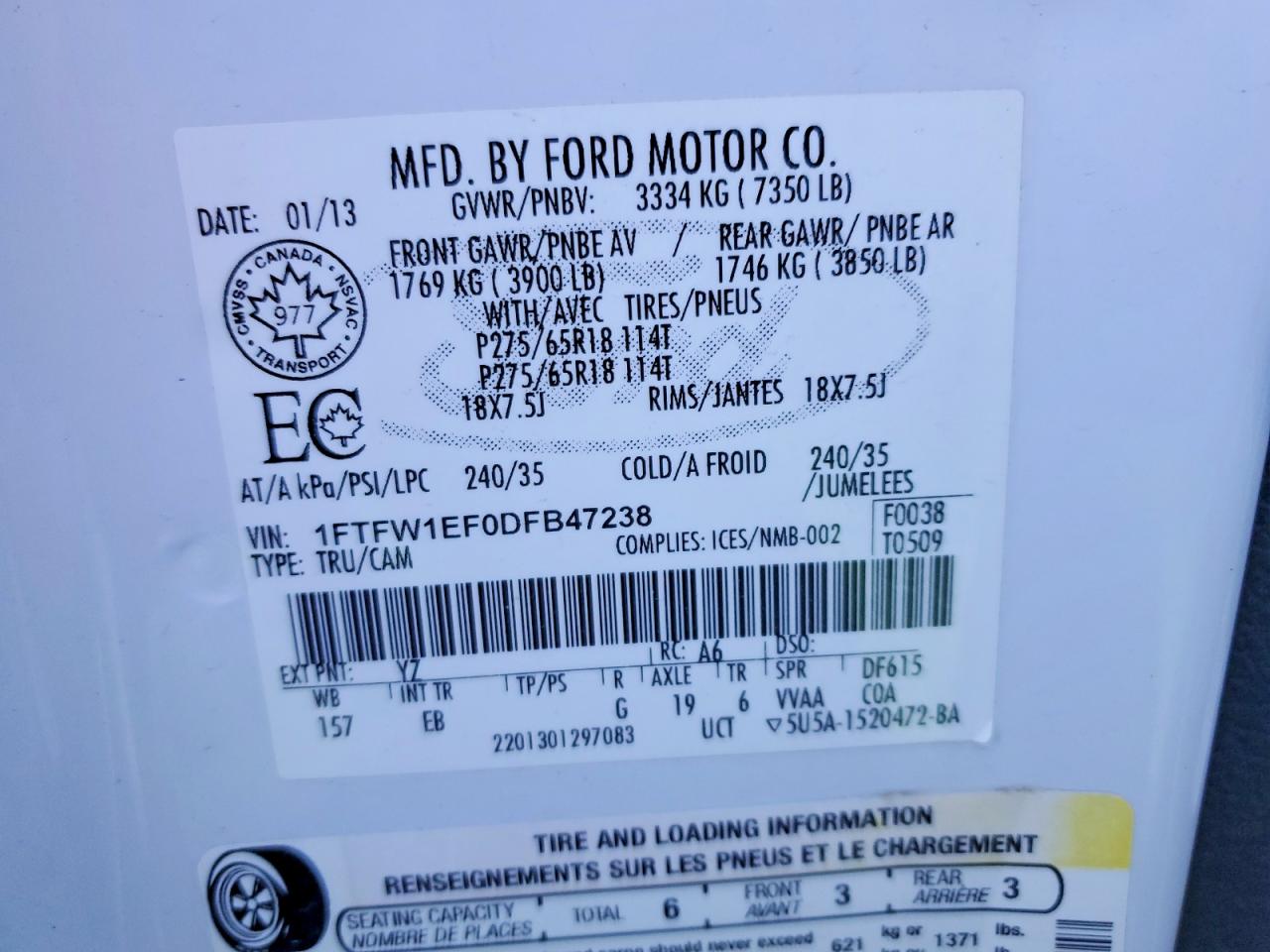 2013 FORD F150 SUPERCREW photo 12