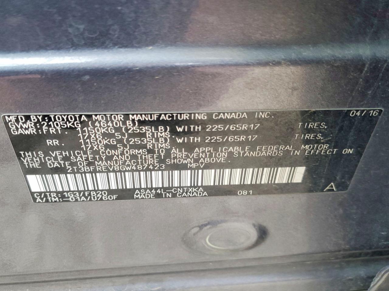 2016 TOYOTA RAV4 LE photo 14