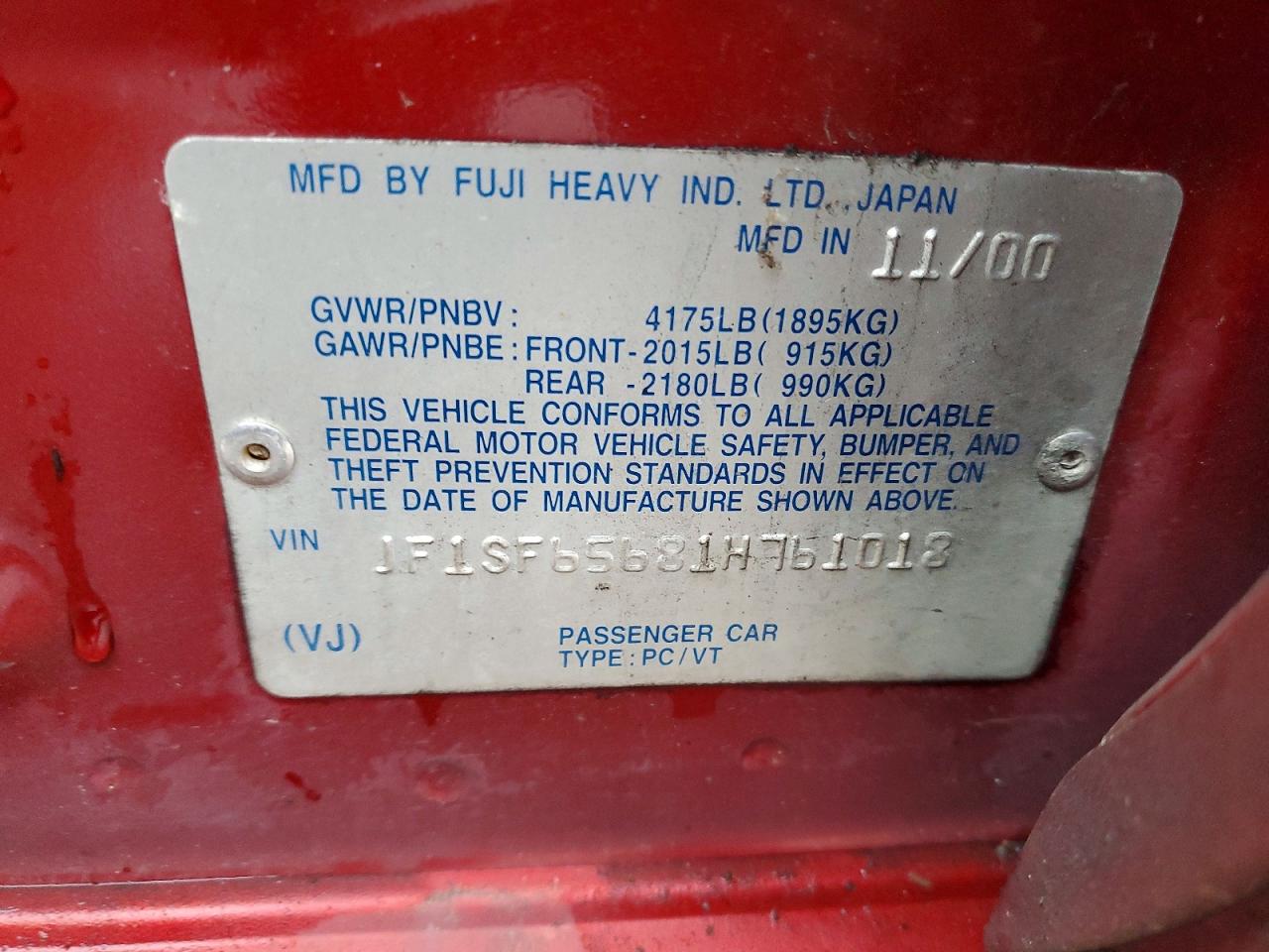 2001 SUBARU FORESTER S photo 13