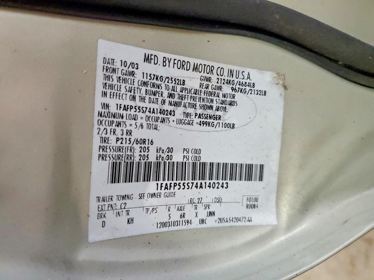 2004 FORD TAURUS SES photo 13