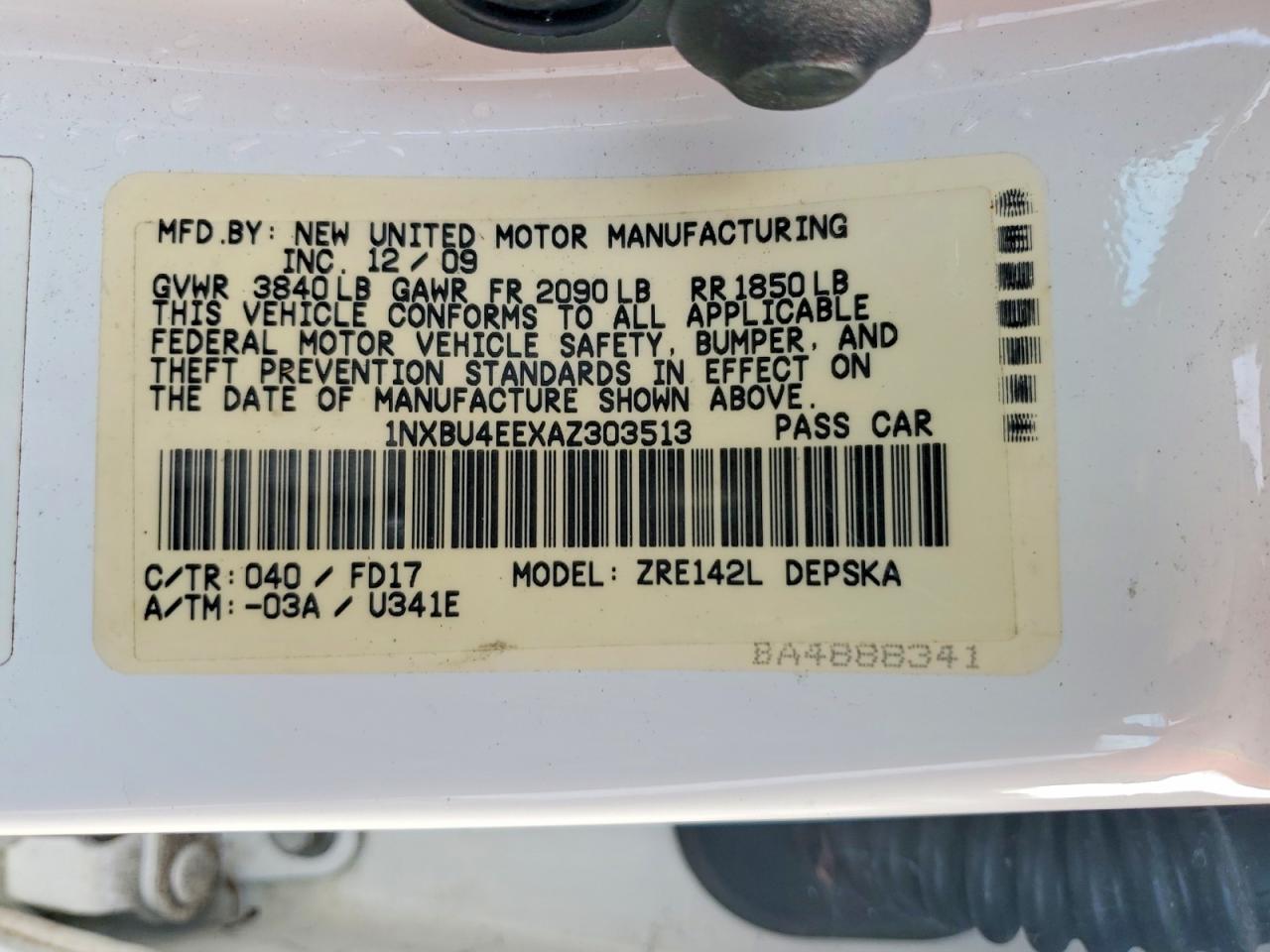 2010 TOYOTA COROLLA BASE photo 12