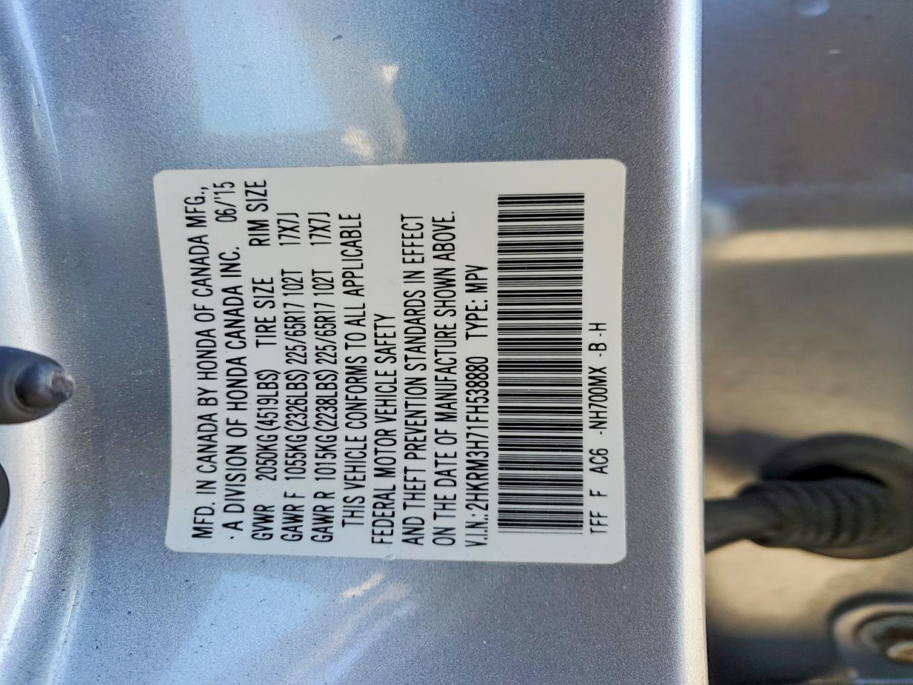 2015 HONDA CR-V EXL photo 13