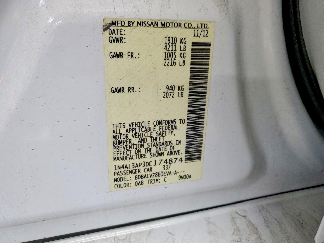 2013 NISSAN ALTIMA 2.5 photo 12