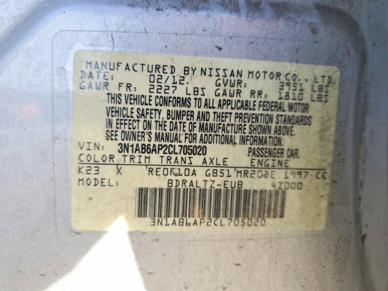 2012 NISSAN SENTRA 2.0 photo 12