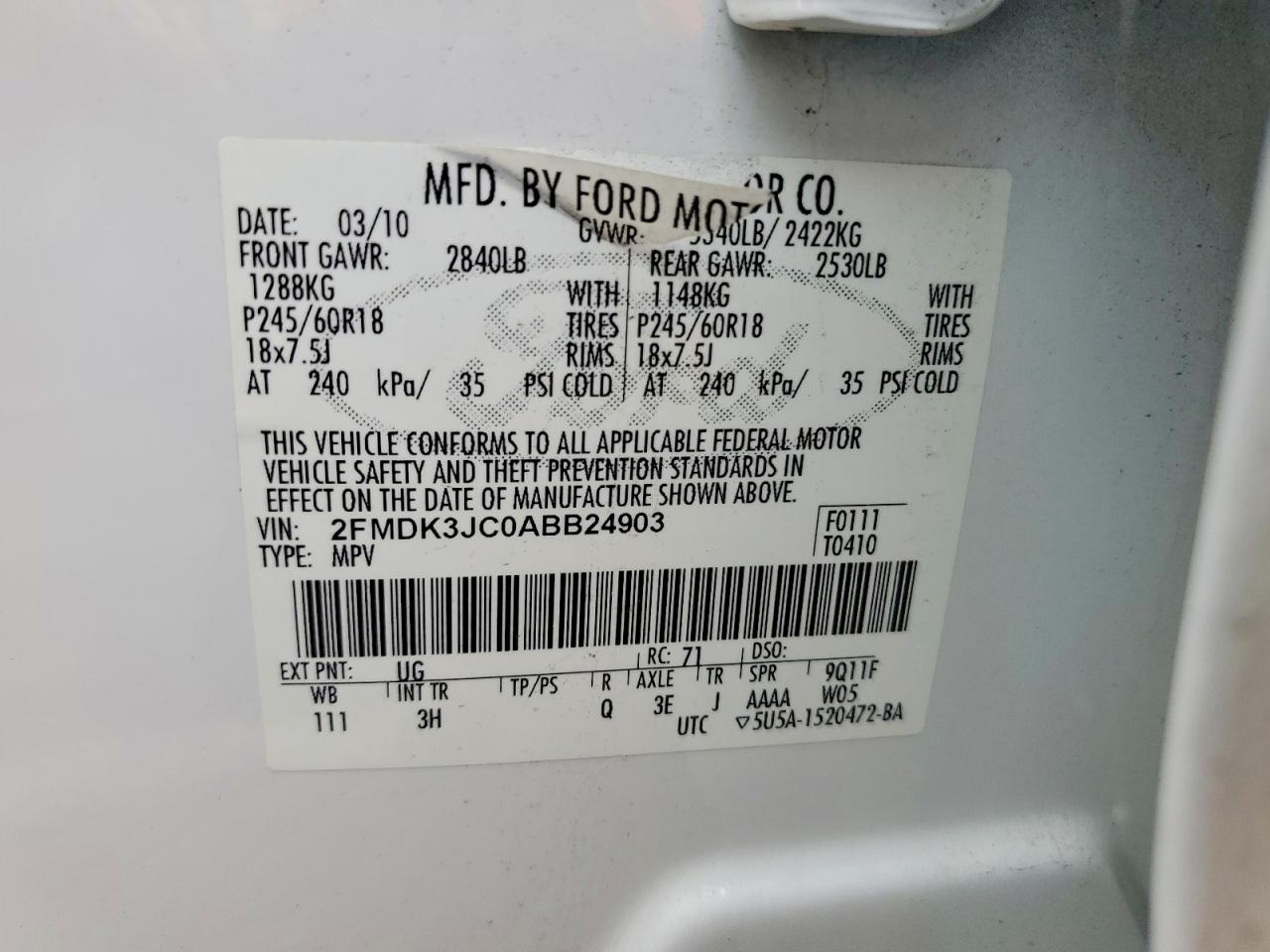 2010 FORD EDGE SEL photo 13