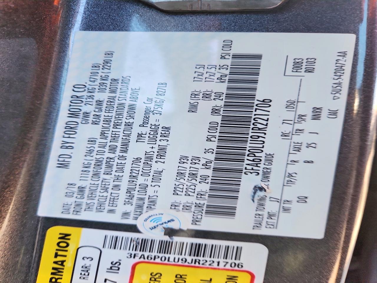 2018 FORD FUSION SE HYBRID photo 13