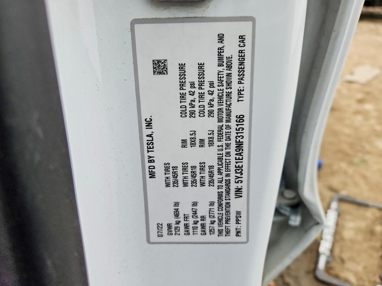 2022 TESLA MODEL 3 photo 12