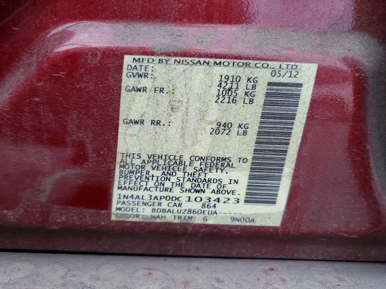 2013 NISSAN ALTIMA 2.5 photo 12