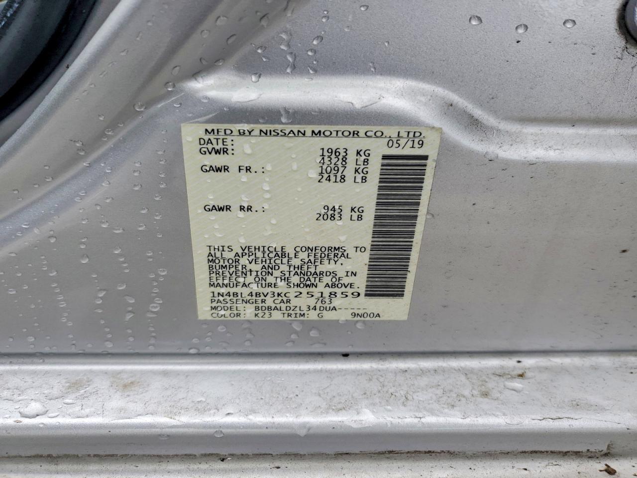 2019 NISSAN ALTIMA 2.5 S photo 12