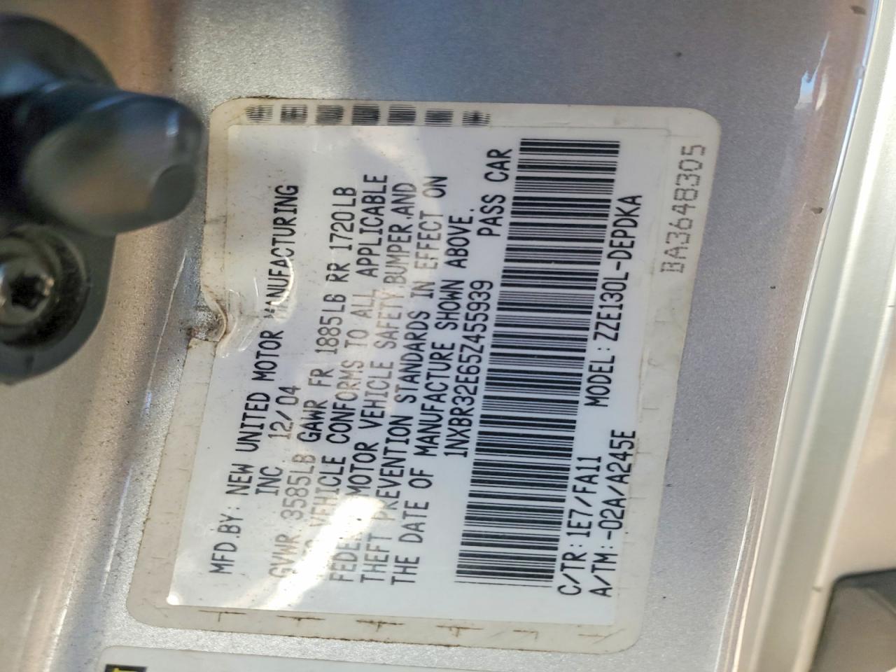 2005 TOYOTA COROLLA CE photo 12