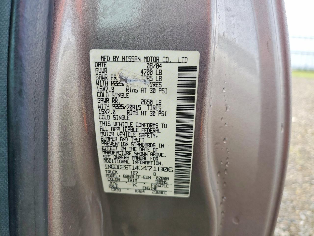 2004 NISSAN FRONTIER KING CAB XE photo 12